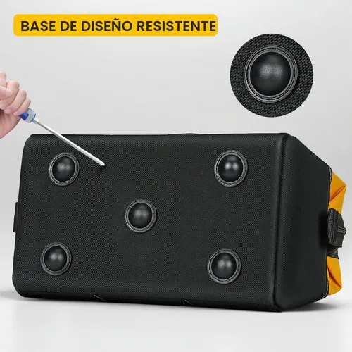Vista 5 de WINHUNT Bolsa de herramientas premium, 14 bolsillos, 18 pulgadas, negro/amarillo, correa de hombro ajustable
