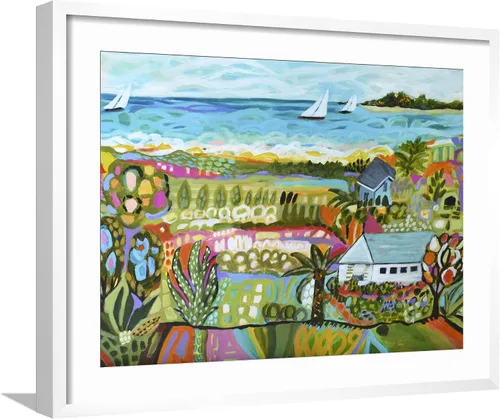 Vista 12 de ART.COM Karen Fields - Lienzo enmarcado para pared, diseño de fantasía náutica, decoración escénica, 16 x 12 pulgadas, marco negro con paspartú