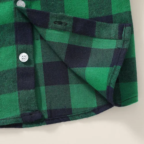 Vista 7 de Camisa de manga larga, con botones, a cuadros, franela roja, para recién nacido hasta los 6 años, unisex