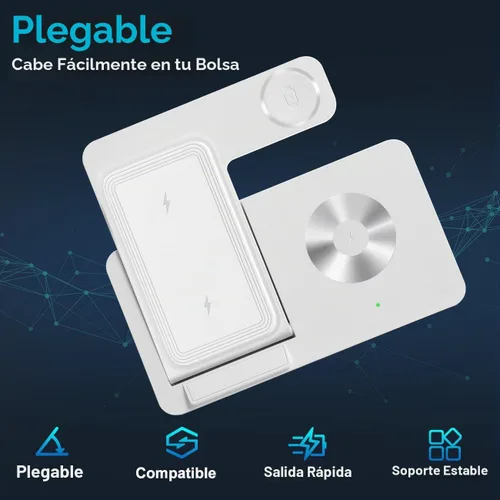 Vista 2 de Cargador inalámbrico, estación de carga 3 en 1 para múltiples dispositivos, soporte de carga para iPhone serie 8-16, Apple Watch, AirPods Pro 3 2