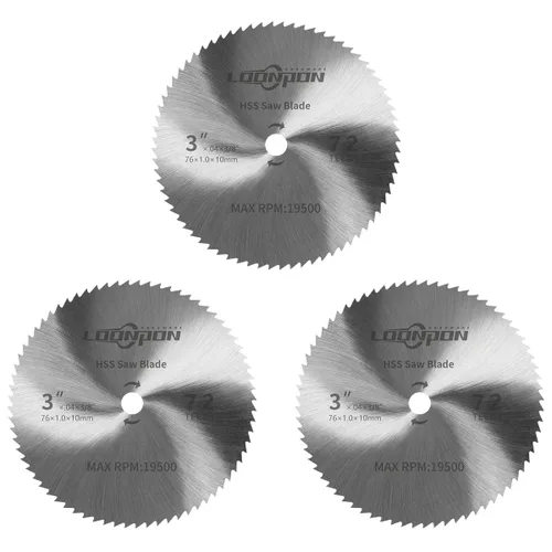 Vista 11 de Hoja de sierra circular HSS de 2 pulgadas 100T con eje de 3/8 pulgadas para madera de plástico PVC suave metal corte 3 unids