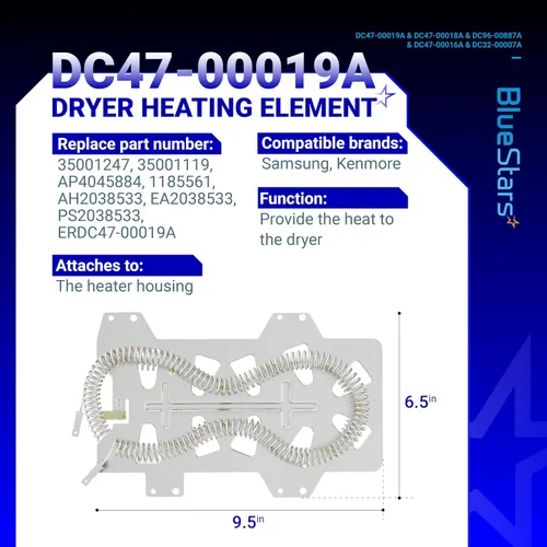 Vista 3 de 【Actualizado】 DC47-00019A Kit de elementos calefactores para secadora - Compatible con el modelo DVE50R5400V/A3 DV42H5000EW/A3 DV45H7000EW/A2