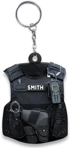 Vista 10 de Llavero personalizado de regalos de policía, llavero personalizado para él, papá A0.