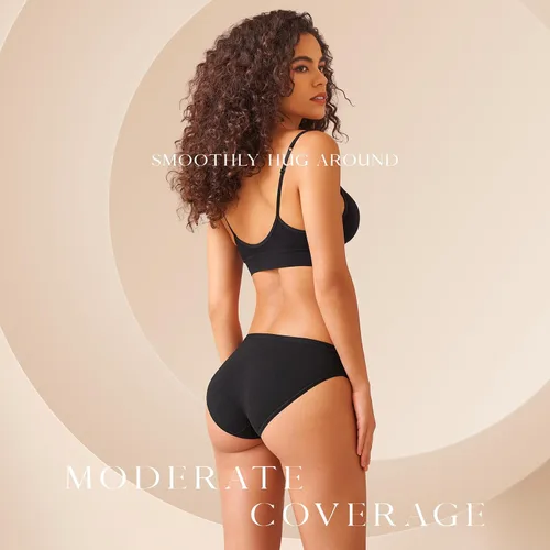Vista 4 de SIMIYA Paquete de 710 ropa interior de algodón para mujer, ropa interior elástica hipster, ropa interior transpirable y suave para bikini