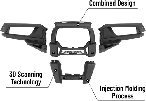 Vista 7 de KUAFU Fascia delantera compatible con Polaris Ranger RZR XP S 4 1000 900 2014-2020 Reemplazo para marco de parrilla de faros delanteros combinados