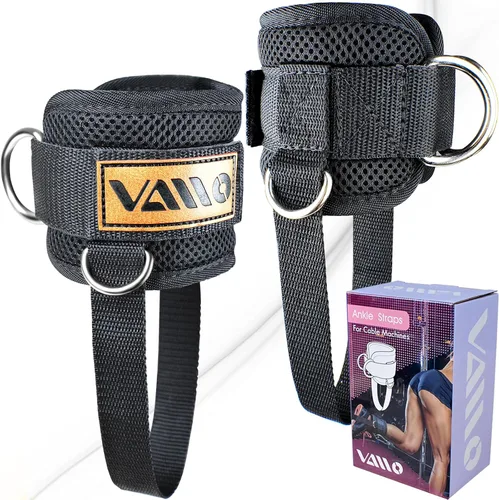 Vista 10 de VAIIO Correas para tobillo para máquinas de cable, neopreno de calce cómodo ajustable, refuerzo con doble anillo en D - Tobilleras prémium