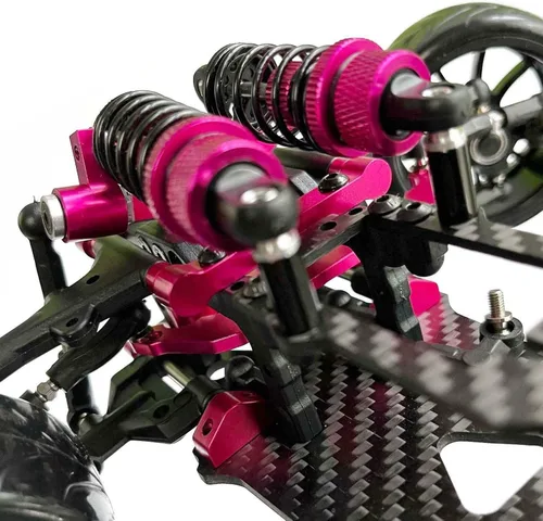 Vista 3 de Aleación de carbono CF Chasis D5S Kit de marco Remodelación de transmisión por correa versión 1/10 2 coche de deriva de rueda trasera (rosa)