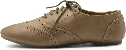 Vista 2 de Ollio Oxford Zapatos para mujer, sin taco, de vestir, con cordones, clásicos