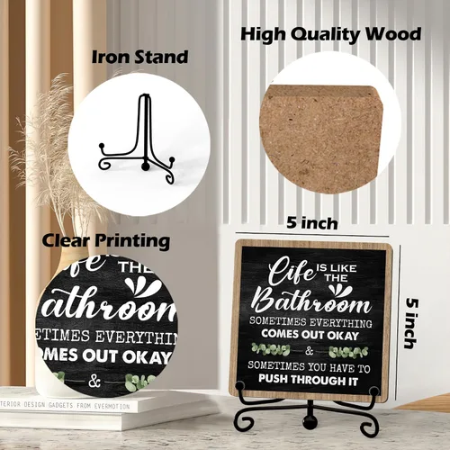 Vista 2 de Divertidas decoraciones de baño, decoración de estante de baño y accesorios, letreros de la vida es como el baño, bonito letrero de baño