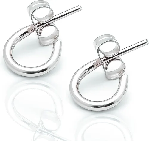 Vista 14 de Aretes de aro de plata de ley, plata de ley 925, 0.472 in, 16 ga, aretes de aro para mujer, aretes de aro de plata hipoalergénica, aretes de aro