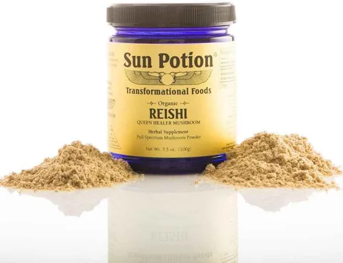 Vista 8 de Sun Potion Reishi Hongo en polvo orgánico, 3.53 onzas por pote.