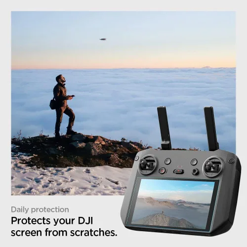 Vista 4 de Spigen Protector de pantalla de vidrio templado [GlasTR Slim] diseñado para RC Pro/DJI Smart Controller - Paquete de 2