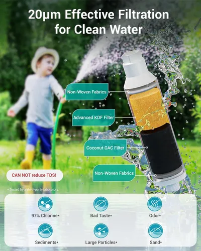 Vista 2 de AQUA CREST Filtro de agua para manguera de jardín para plantas, reduce en gran medida el cloro, el olor, mejora la salud de las plantas, ideal