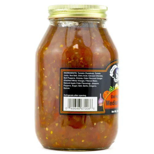 Vista 2 de Amish Wedding Salsa, frasco de vidrio de 32 onzas, calor medio