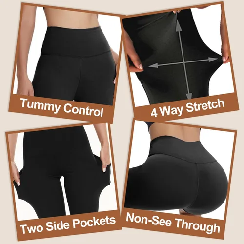 Vista 2 de GAYHAY 3 Pack Biker Shorts with Pockets for Women - 8" 5" High Waist Biker Shorts for Workout Yoga Running Gym