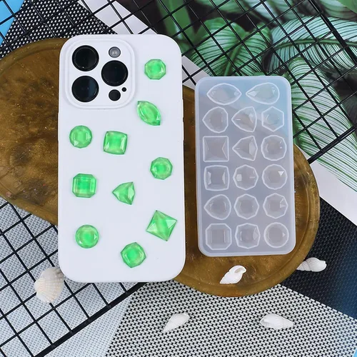 Vista 3 de Molde de silicona con piedras preciosas facetadas, 2 unidades para hacer joyas Molde de fundición de joyería de gemas,moldes de fundición