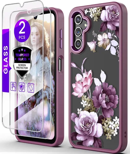 Vista 8 de Carcasa para Samsung Galaxy A14, diseño de flores transparentes