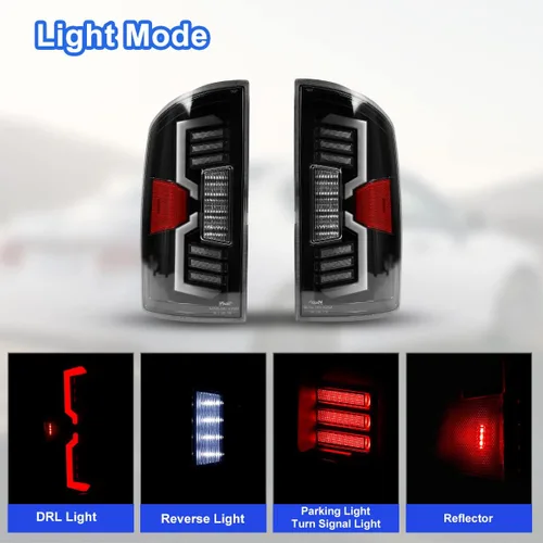 Vista 7 de Luces traseras secuenciales LED para Dodge Ram 1500 2002-2006 y Dodge Ram 2500 / 3500 2003-2006, conjunto de luces traseras LED completas