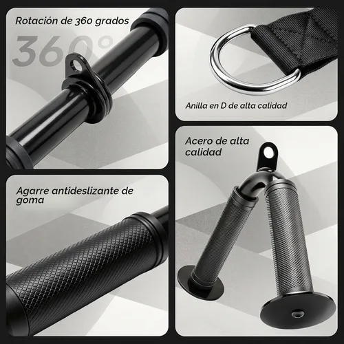 Vista 7 de MANUEKLEAR Manijas de Accesorio de Cable de Cuerda para Tríceps, Mayor Rango de Movimiento, Cuerda de Jalón de Tríceps para Extensiones Negro