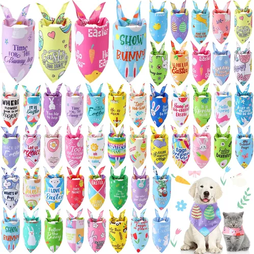 Vista 11 de Chunful - 50 bandanas de verano para perros y mascotas, bufandas triangulares a granel, babero, disfraz de mascota de temporada, traje de gato
