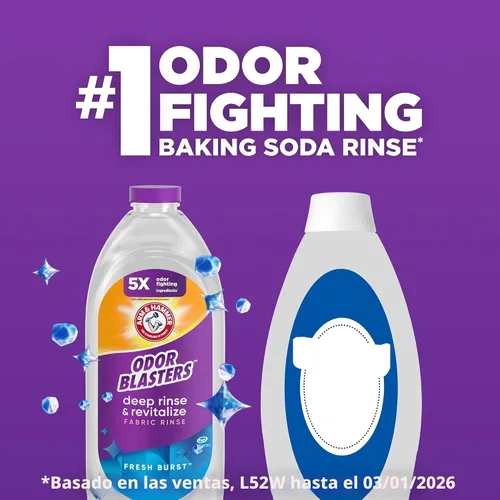 Vista 2 de ARM & HAMMER Odor Blasters Enjuague Profundo y Revitalizante para Telas, Aditivo para Lavandería, Elimina Sudor y Olores a Humedad, Aroma Fresh