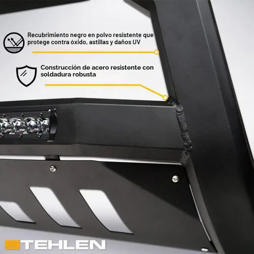 Vista 4 de Stehlen 733469493044 Compatible con 2009-2018 Dodge Ram 1500/2019-2022 Classic Advance Series Barra de toro LED de aluminio en negro mate