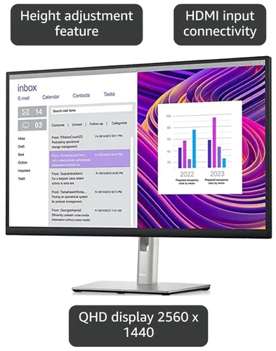 Vista 3 de Dell P2723DE 27" QHD WLED LCD Monitor - 16:9 - Negro, Plata