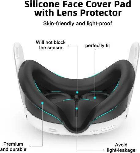 Vista 4 de AIXOTO Silicone Accessories for Meta Oculus Quest 3 (Black)