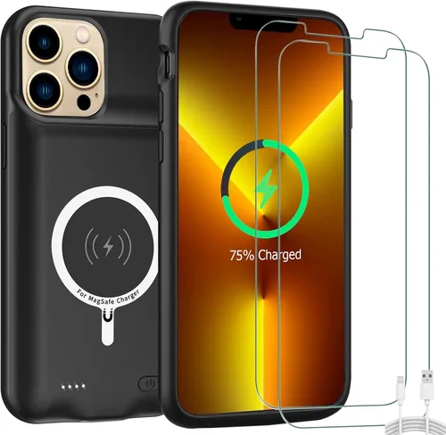 Vista 10 de Funda de batería para iPhone 11, mejorada de 10000 mAh, funda protectora de alta capacidad, recargable, cargador de batería extendida, compatible