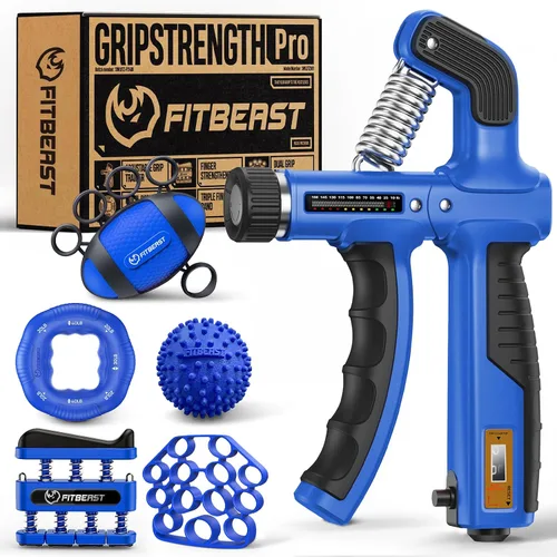 Vista 10 de FitBeast Entrenador de fuerza de agarre, kit de fortalecimiento de agarre de mano, paquete de 6 con fortalecedor de antebrazo de resistencia