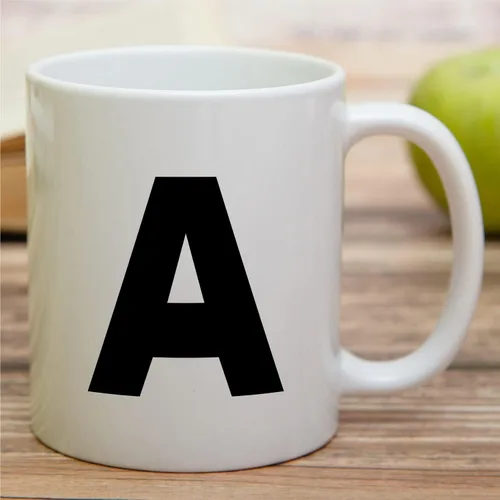 Vista 3 de Retreez Taza con monograma con monograma del alfabeto de la A a la Z con inicial, tazas de café de cerámica de 11 onzas – Agradecimiento