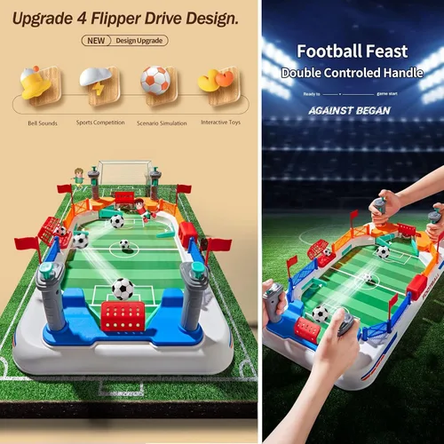 Vista 3 de Mini juego de mesa de fútbol para niños: juguetes de mesa de futbolín para niños de 3, 4, 5, 6, 7, 8 a 12 años, juego deportivo interactivo