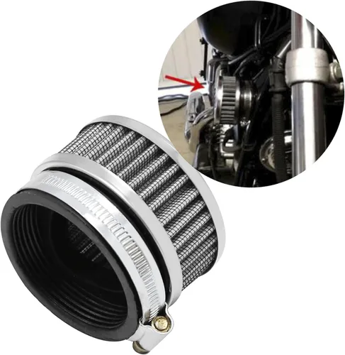 Vista 3 de Filtro de admisión de aire de acero inoxidable de 48 mm a 52 mm con abrazadera, se ajusta para motocicleta, scooter (1)
