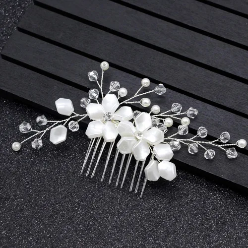 Vista 3 de inSowni Paquete de 40 peines laterales para el pelo de boda para novias+horquillas en forma de U, piezas de joyería con diamantes de imitación