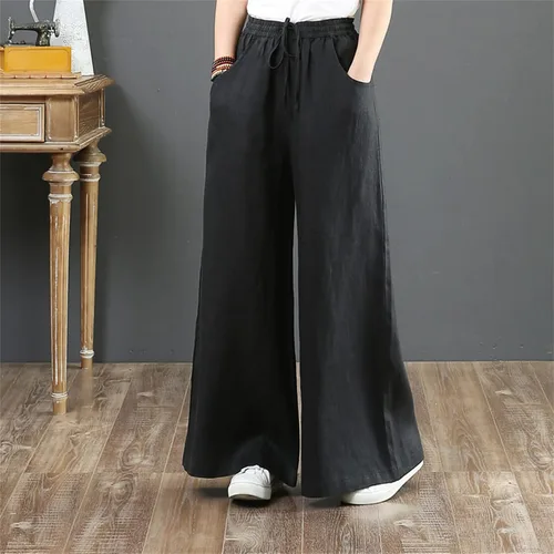 Vista 2 de SNKSDGM Pantalones deportivos para mujer, corte de bota, holgados, holgados, para playa, palazzo, ligeros, de pierna recta, pantalones casuales