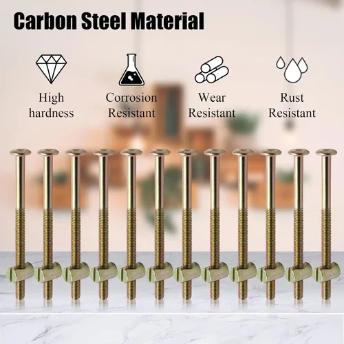 Vista 5 de Biaungdo M6 x 90mm Tornillos para Cama Litera, Pernos de Accionamiento Hexagonal con Soporte de Barril para Muebles, Tuercas de Pernos para Muebles