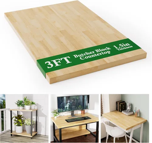 Vista 14 de [Usado] Bloque de carnicero de madera maciza de abedul de 12 x 7.5 pulgadas, tabla de cortar para cocina, isla de carrito, sala, comedor, oficina