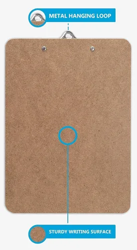 Vista 3 de Portapapeles tamaño carta con clip de mariposa (paquete de 5) - Portapapeles de madera grandes de 9 x 12.5 pulgadas para aula, portapapeles