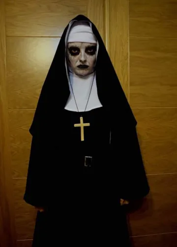 Vista 5 de CR ROLECOS - Disfraz de monja de terror de talla grande, disfraz de sacerdote para Halloween, color negro