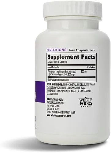 Vista 2 de Whole Foods Market, Transresveratrol 250 Mg, 60 cápsulas vegetales (paquete de 2)