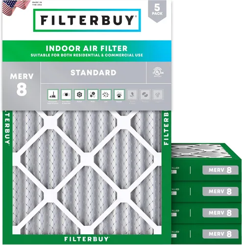 Vista 10 de Filterbuy Filtro de aire de 8 x 14 x 1 pulgadas MERV 8, protección contra el polvo (paquete de 5), filtros de aire de repuesto plisados HVAC