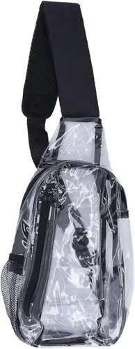 Vista 8 de SPYMINNPOO Bolsa transparente de PVC, aprobada por el estadio, impermeable, transparente, con correa ajustable para senderismo, conciertos