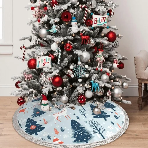 Vista 6 de Decoraciones navideñas, falda de árbol personalizada para Navidad, Pascua, primavera patriótica verano falda de árbol mexicano, regalos