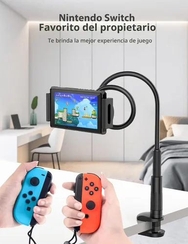 Vista 6 de Soporte para tablet para cama, soporte de cuello de cisne con brazo flexible ajustable compatible con iPad Air Pro Mini, Samsung Tab, Nintendo