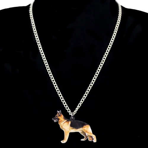 Vista 2 de DOWAY - Collar de acrílico con colgante de pastor alemán, diseño de perro