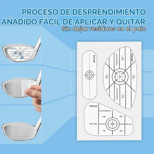 Vista 2 de Seticek Juego de 300 cintas de impacto de golf, análisis de consistencia y puntos dulces autodidactas, calcomanías de impacto para palos de golf