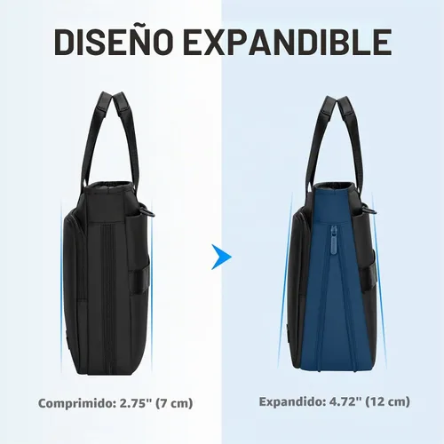 Vista 4 de RAINYEAR 15.6 Inch Expandable Laptop Bag with Handle for Men Women Negro