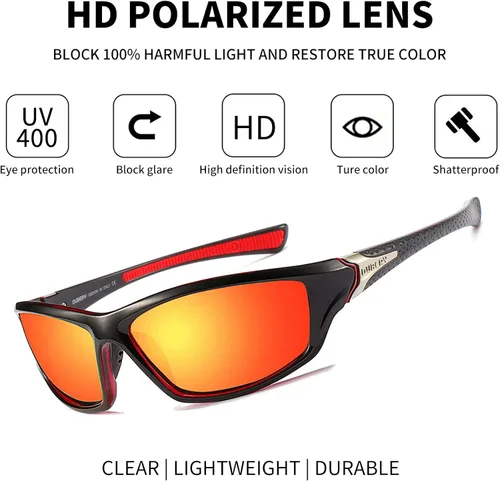 Vista 2 de Tramean Gafas de sol polarizadas deportivas para hombres y mujeres conducir pesca béisbol ciclismo 100 protección UV gafas de sol envolventes