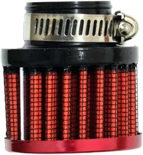 Vista 2 de Meriton Abrazadera de goma universal para coche de 25 mm 1" con filtro de aire de entrada con abrazadera ajustable (Rojo)