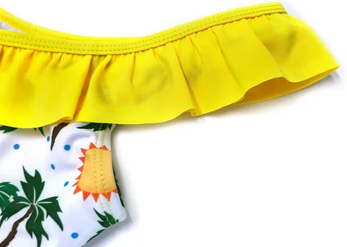 Vista 3 de SHEKINI Conjunto de bikini de un hombro para niña, traje de baño floral de dos piezas